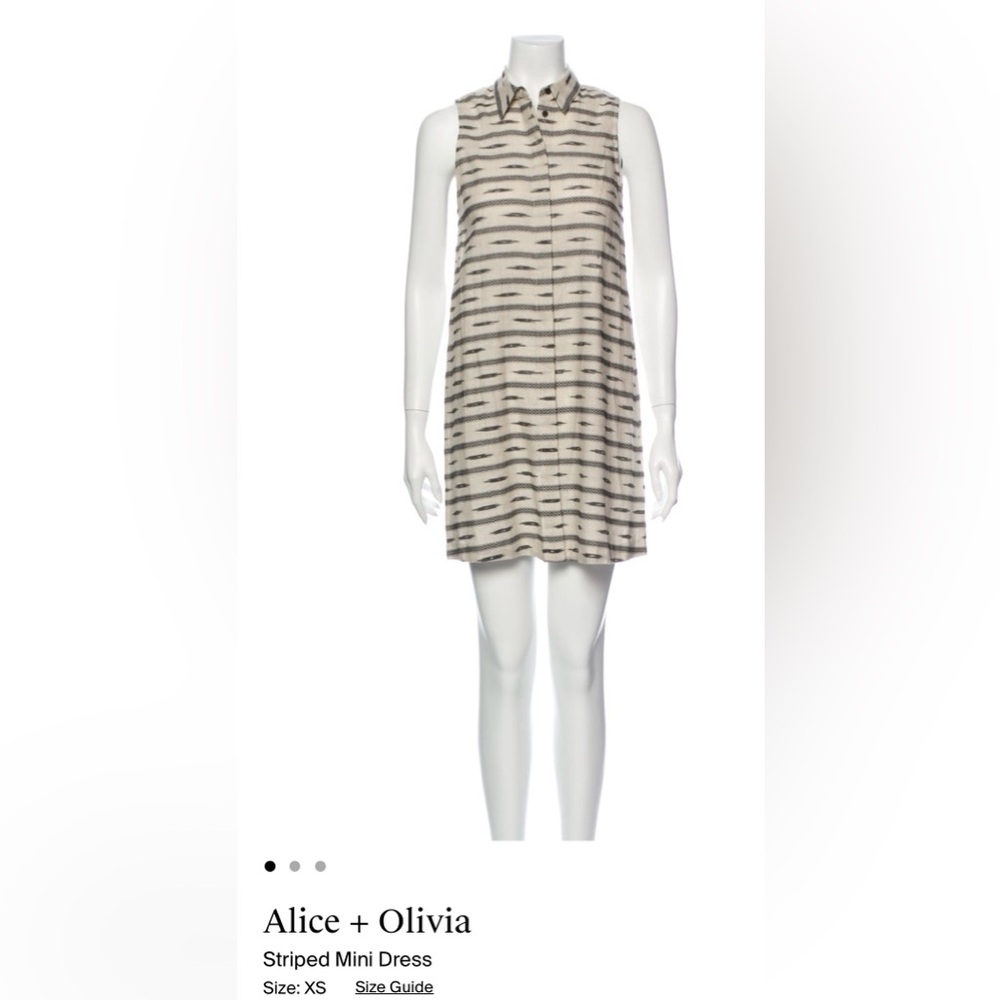 Alice + Olivia Gray and White Sleeveless Sundress